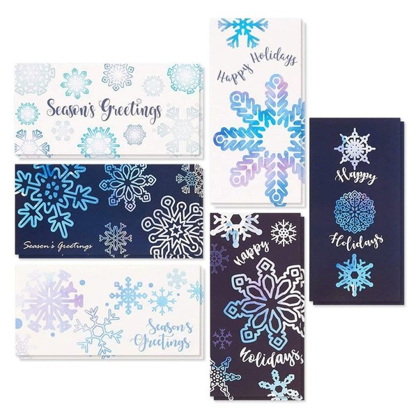 Best Paper Greetings 36 Pack Snowflake Money Holder Christmas Cards with Envelopes, 3.6x7.25 In