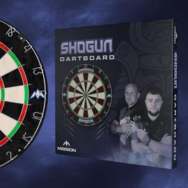 Mission Darts Shogun Dart Board Set | Endurance Round Wire Sisal Dartboard Set Including 2 Sets of Steel Tip Darts