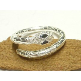 Ring Silber Damen, Schlangenring mit Zirkonia Steinen, Größe 56-17,8 größenvariabel, Sterlingsilber