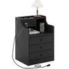 ADORNEVE Nightstand with Charging Station,Black Night Stand for Bedroom,End Table
