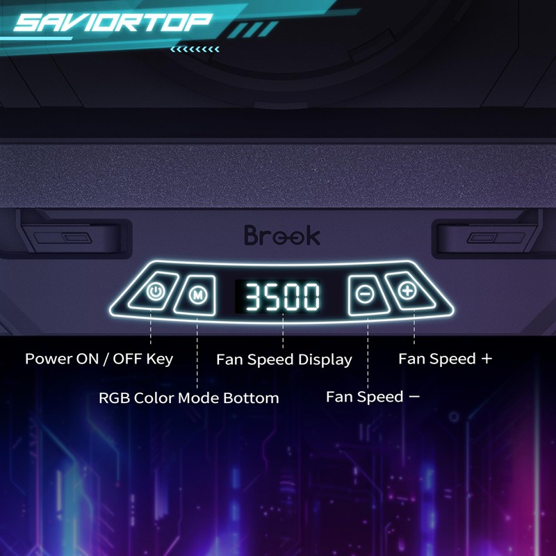 Brook Saviortop Gaming Laptop Cooling Pad – High-Speed 3500 RPM