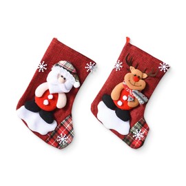 JEYORZY Set of 2 Christmas stockings with creative Santa pattern - perfect as a gift bag, tree decoration and decoration for fireplace and children's room - a great addition to any Christmas party