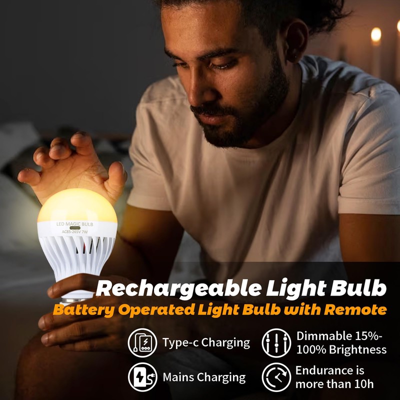 BSOD Upgrade Rechargeable Light Bulbs with Remote, E26 Led Warm