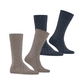 ESPRIT Men's Fine Dot 2-Pack Socks Sustainable Organic Cotton Reinforced Men's Socks Skin-Friendly Durable Dotted Everyday Multipack 2 Pairs, Multicoloured (Blue Grey 0140)