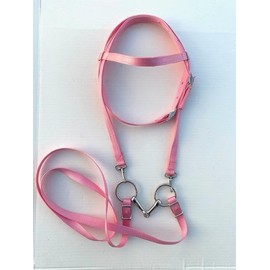 Miniature Horse/Small Pony Nylon Complete Bridle with Free BIT (Snaffle Style Varies) - Pink
