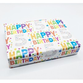 Party Angels 2 Sheets 2 Tags 5th Birthday Boy Girl Unisex Multi Coloured Wrapping Paper Age 5 Cute Fun Attractive Birthday Giftwrap Male Female (PA)