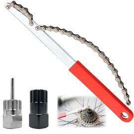 3 Piece Bicycle Repair Tool Set for 6 7 8 9 10 11 Speed Cassette, Chain Whip with Sprocket Puller, Sprocket Remover, Bicycle Tool Screw Ring, Cassette Removal, Cassette Puller