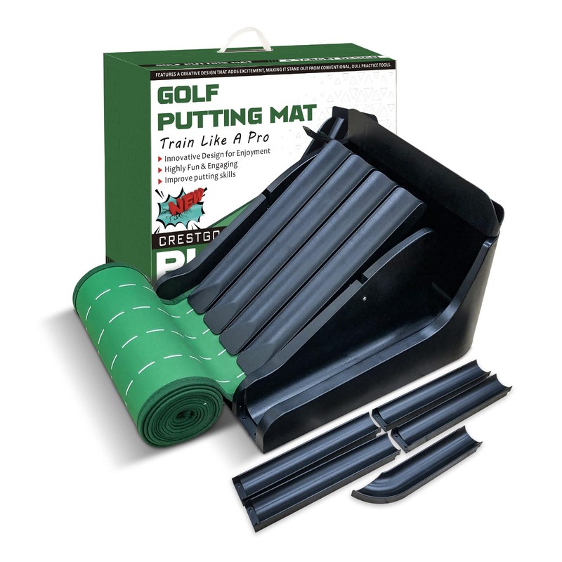 Crestgolf Golf Putting Mat, Automatic Ball Return with 4 Flipping