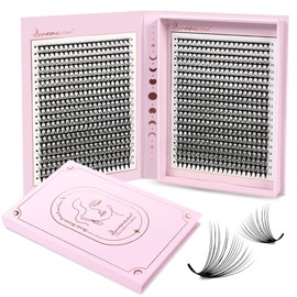 Lunamoon Prefabricated Fan Eyelashes, 20D Ready Fan Eyelashes, 800 Fans Volume, Premade Fans, Ready-Made Eyelash Fans, Eyelash Extension, Volume Eyelashes (20D-0.07-D, 8-15 mm)