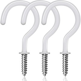 JEGONFRI 30 Pack Ceiling Hooks, 2 Inch Vinyl Coated Screw-in Hooks Hanging Plants & Flower Baskets, Multi-Function Cup Hooks for Indoors Outdoors - White