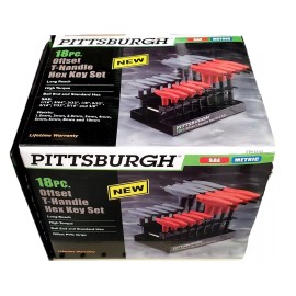 pittsburgh 18 Pc SAE & Metric T Handle Allen Wrench Ball End Hex Key Set