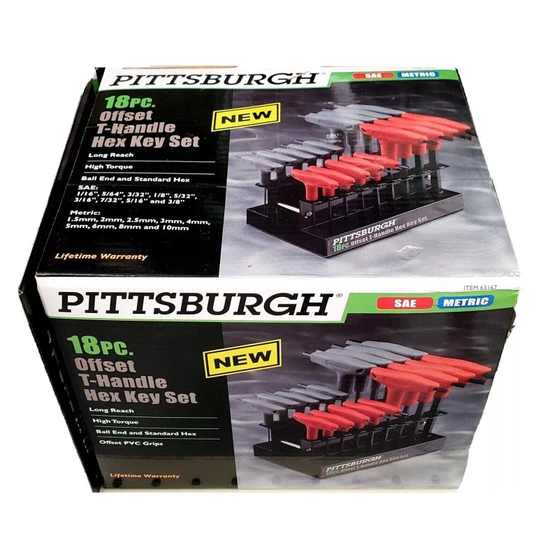 pittsburgh 18 Pc SAE & Metric T Handle Allen Wrench