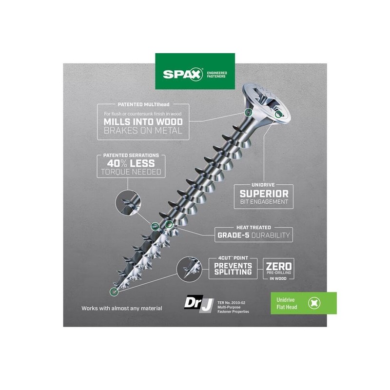 SPAX No. 8 x 3/4 in. L Phillips/Square Flat Head