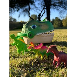Rex Rangers Toys Dinosaurs and Prehistoric Colorful and Durable Figures Pack with Portable Dinosaur Head Storage Case and Carrying Strap for Kids 3-5 Years Old