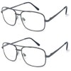 V.W.E. 2 Pairs Metal Frame Aviator No Line Progressive Clear