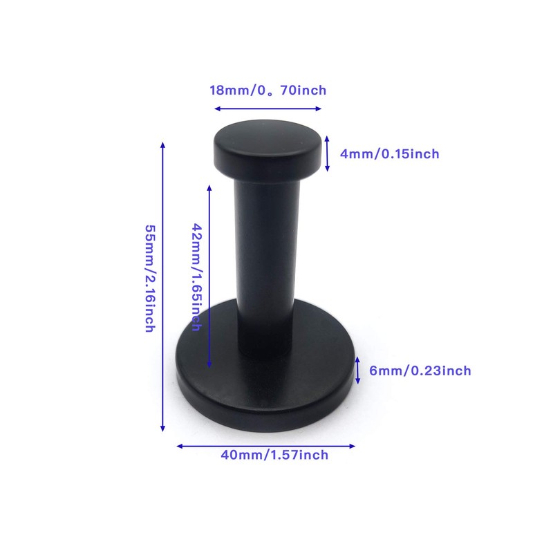 Pack of 4 Coat Hooks, Black, Round, Stainless Steel, Towel