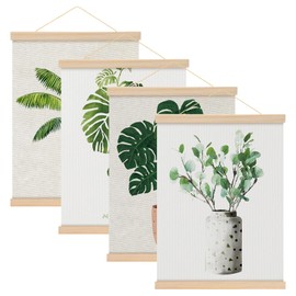 Pack of 4 Poster Strips, 30 cm, Natural Wood N52 Magnetic Poster Rail, A3 Poster Hanging, Picture Frame Strip, Poster Hanger for Posters, Picture Frames Artwork, Photos, Prints