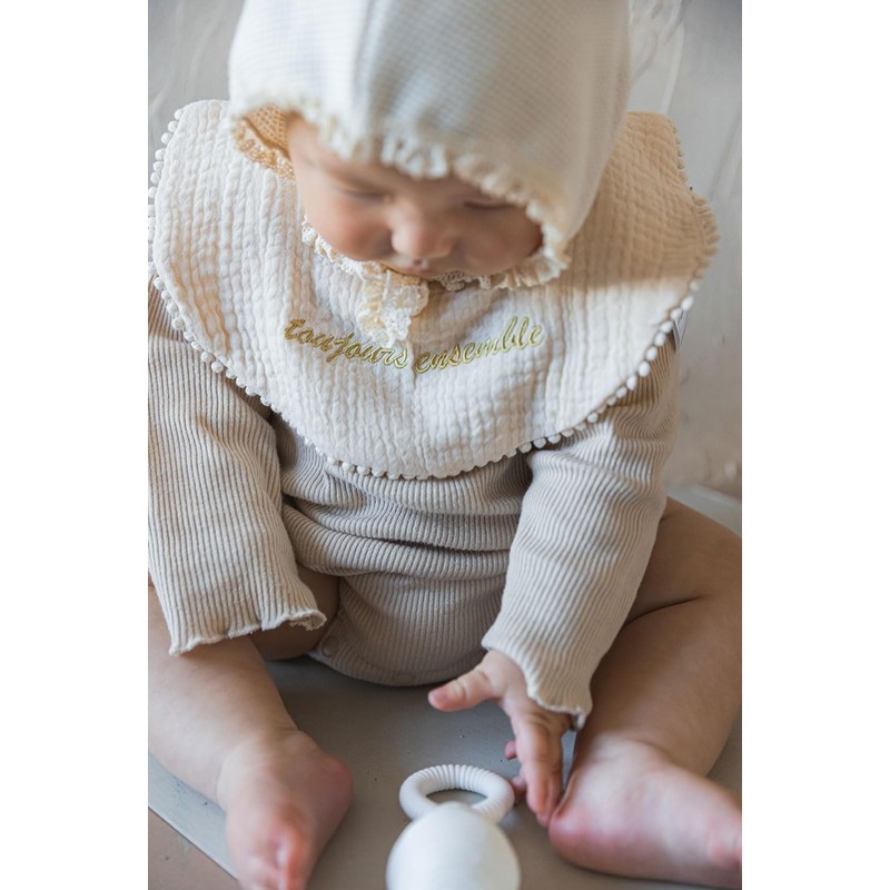 Etoworld Doll Jacquard Tie/baby's bib Beige