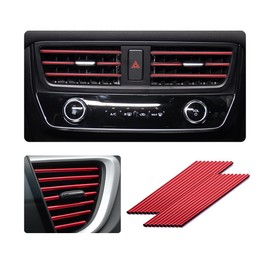 20 Pcs Car Air Conditioner Decoration Strip, Waterproof Bendable Auto Air Vent Outlet Shiny Trim, Universal Vehicle Interior Accessories Suitable for Most Air Vent Outlet (Red)