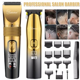 Hatteker Professional Hair Clipper and Trimmer Set, Barber Clippers Set for Men - Black