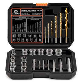 Coobeast 26Pcs Bolt Extractor Kit and Left Handed Drill Bit, Easy Out Screw Extractor with Reverse Drill Bit Extractor Set for Damaged Stripped Broken Lug Nut Bolt and Nut Remove with Hex Adapter