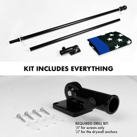 G128 6 Feet Tangle Free Spinning Flagpole (Black) Thin Blue Brass Grommets