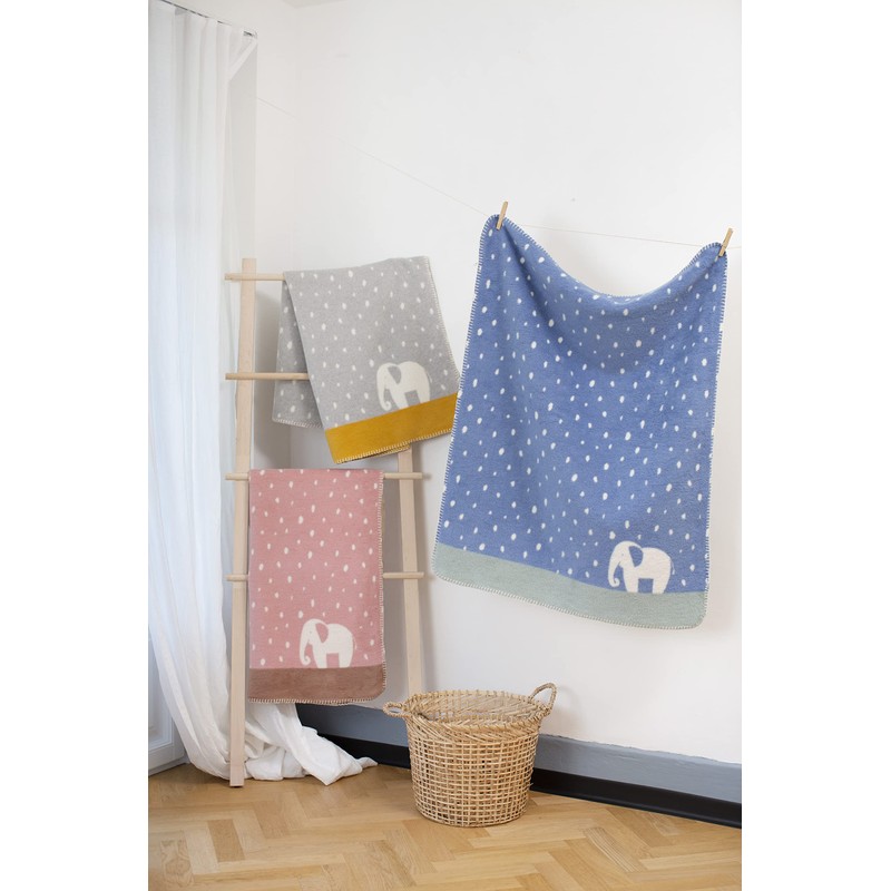 David Fussenegger Mila Baby Blanket Elephant in Rain 75 x