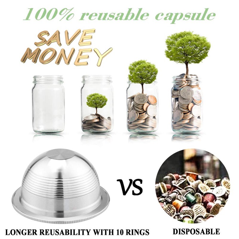 CAPMESSO Coffee Capsule, Reusable Vertuoline Pod Refillable Vertuo Capsules Stainless