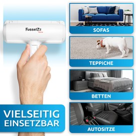 FusselZz Home Premium Lint Roller with Brush, Reusable Lint Brush for Pet Hair Removal, Long and Short Dog Hair & Cat Hair, Lint Remover for Sofa, Bed and Carpets
