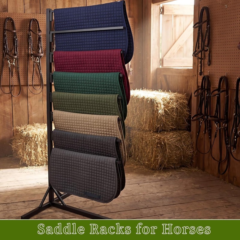 Noliven 8-Tier Portable Saddle Pad Rack with Stand for Horse