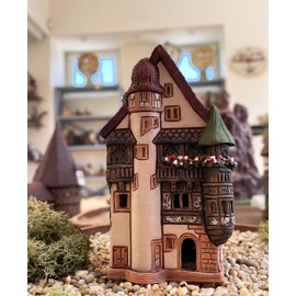 Midene Ceramic Cone Incense Holder Room Decor Handmade Collectible Miniature Historic Pfister House in Colmar Alsace France R256