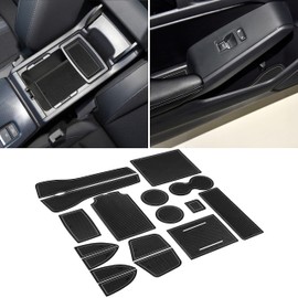 SENSHINE for Honda Civic Accessories 2022 2023 2024 2025 2026 11th Gen Sedan Cup Holder Insert Center Console Liner Door Slot Mats Pad Coaster Trim Premium Rubber Custom Interior 17PC Set (Gray Trim)
