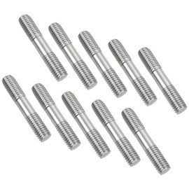 TOP-VIGOR 10Pcs Double End Threaded Stud Screw Bolt, M8x45mm 304 Stainless Steel Rod Bolts Thread Reducer Adapter, Adjustable Push Rod Stud for Furniture Hardware Machinery Maintenance and Fixes