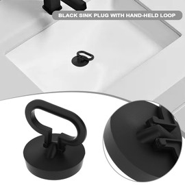 EMSea 4 Pcs Sink Plug with Handle Plastic Replacement Drain Plug Diameter 37mm Top Diameter 40mm Suitable for Kitchen, Bathtub, Laundry, Sink, Shower, Black