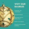 Lalit 10cm Beige Bauble with Gold Embroidery & Teal Accents