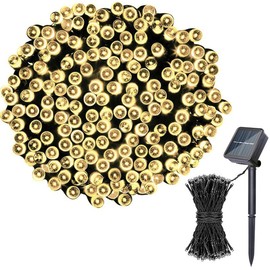 DQST Luces de Solar, 10 M 100 LED, 8 Modos Luces Solares, Impermeable IP65, Cadena de Luces Solar Exterior, Apto para Patios, Jardines, Fiestas, Navidad, etc. (Cálido)