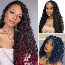 Senegalese Twist Crochet Hair - 8 Packs Boho Island Twist Crochet Hair with Curly Ends 12 Inch Pre Looped Goddess Crochet Twist Hair Extensions for Black Women (12 Inch(8 Packs), 1B/Blue)