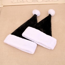 LKQBBSZ Santa Hats with White Cuffs Adult Christmas Hats Short Plush Christmas Costume Hats for Holidays Xmas Party Supplies (Black)