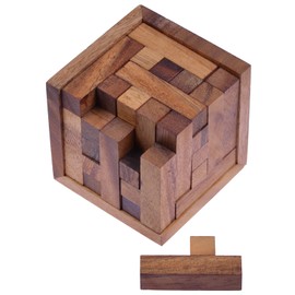 Pack cube, 125 cube S - 3D puzzle - thinking game - puzzle game - patience game - logic game in wooden frame