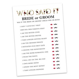 Inkdotpot 50-Pack He Said She Said Cards For Couples Floral Funny Rehearsal Dinner Who said it Question Bridal Shower Engagement Party Game Ideas