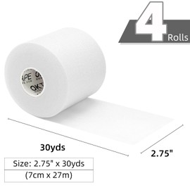 OK TAPE Pre Wrap Tape (4-Rolls) - Athletic Foam Underwrap for Sports, Protect for Ankles Wrists Hands and Knees, 2.75 Inches x 30 Yards - Black/Pink/Beige/White