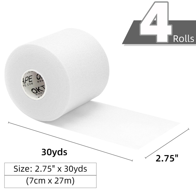 OK TAPE Pre Wrap Tape (4-Rolls) - Athletic Foam Underwrap