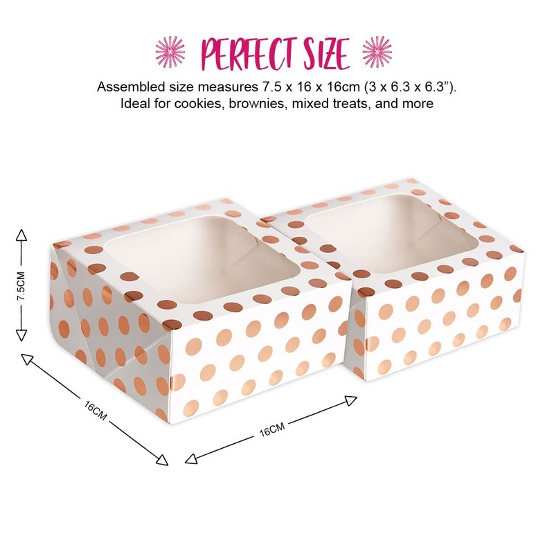 Anniversary House 2-pack Treat Boxes, Rose Gold Polka Dot Foil