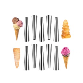 OFXDD Cannoli Forms 5.31 Inches - Stainless Steel Cannoli Tube Set - Cannoli Molds 10 Pcs - Cream Horn Molds for Baking