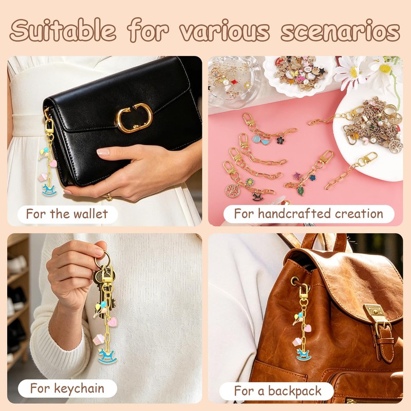 25pcs Gold Keychain Making Kit Key Ring with Chain Bulk