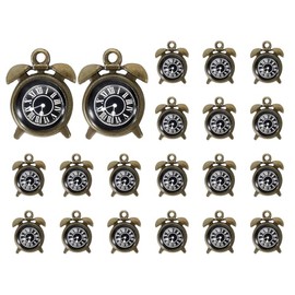 PATIKIL Watch Clock Charm Pendant, 20 Pcs Alloy Enamel Retro Vintage Pocket Watch Charm for DIY Crafts, Dark Bronze, 0.6 x 0.5 Inch