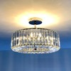 DAFKOS 4 Lights Modern Crystal Chandelier Chrome Round Semi Flush