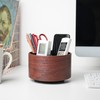 Hennaja Round Leather Art Supply Organizer,Remote Control Holder,360 Degree Spinning,Multi-Functional