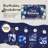 Bagentry Navy Blue and Silver Happy Birthday Backdrop, 70.8" x