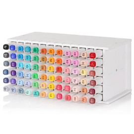 Loghot Marker Storage Organizer Marker Holder 72 Slots Marker Organizer for Desk with Removable Divider Art Marker Rack to Storage Markers Pens Colored Pencils Art Supply (White 72 holes)